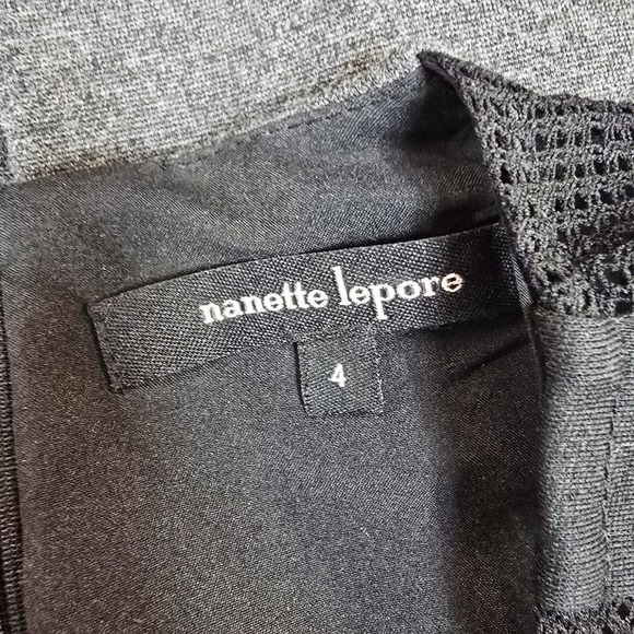 Nanette Lepore Sheath Dress Zipper Mesh Cap Sleeve Gray Size 4 - Picture 7 of 9
